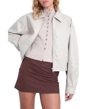 TOPSHOP Oversize Faux Leather Jacket - White