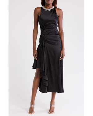 Cinq À Sept Georgie Rhinestone Detail Silk Gown - Black