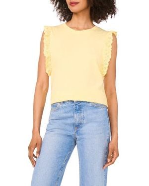 Two By Vince Camuto Ruffle Eyelet Tank Top - Blue