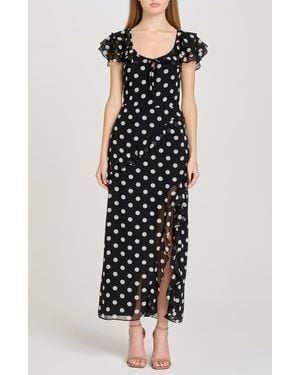 Wayf Violetta Polka Dot Ruffle Sleeve Dress - Multicolor