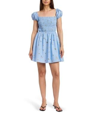En Saison Zoey Off The Shoulder Minidress - Blue