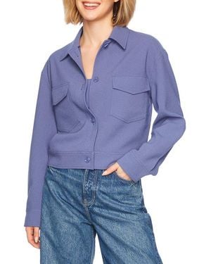 Susana Monaco Pebble Weave Button-Up Jacket - Blue