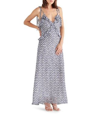 Steve Madden Adalina Polka Dot Ruffle Maxi Dress - Multicolor