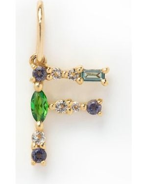 Local Eclectic Solid 9K & Semiprecious Stone Initial Charm - White