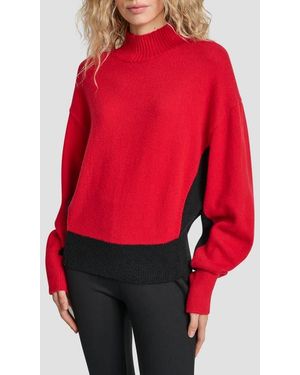 DKNY Colorblock Turtleneck Sweater - Red