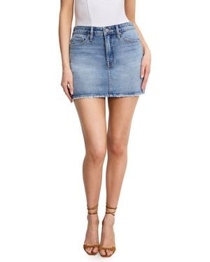 GOOD AMERICAN '90S Raw Hem Denim Miniskirt - Blue