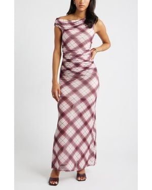 Open Edit One-Shoulder Mesh Maxi Dress - Multicolor