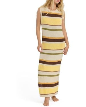 Billabong Those Days Stripe Rib Knit Maxi Dress - Metallic