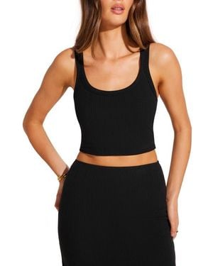 Vitamin A Thalia Rib Cover-Up Crop Top - Black