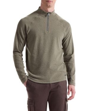 Bugatchi Brushed Cotton Blend Quarter Zip Pullover - Gray