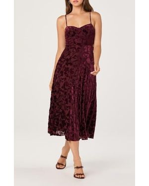 Astr Underwire Burnout Velvet Cocktail Dress - Red