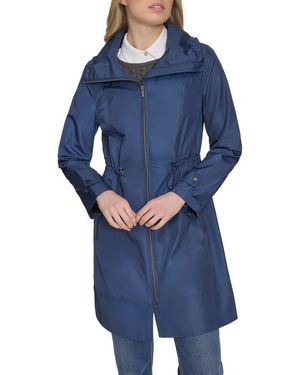 Cole Haan Travel Packable Hooded Rain Jacket - Blue