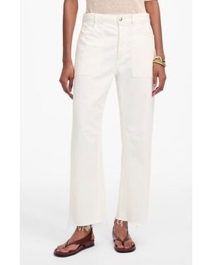 Madewell The Darted Raw Hem Barrel Leg Utility Jeans - Pink
