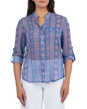 Kut From The Kloth Jasmine Chiffon Button-Up Shirt - Blue