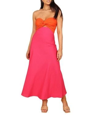 Petal & Pup Rosetta Strapless Cotton & Linen Dress - Pink