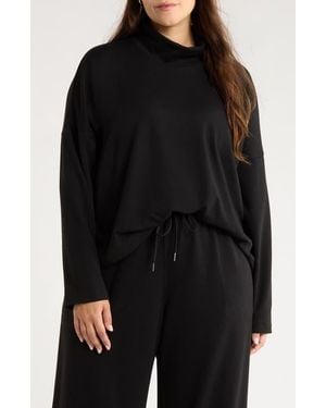 Caslon Drop Shoulder Turtleneck Top - Black
