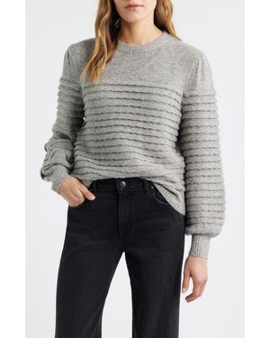 Treasure & Bond Scalloped Crewneck Sweater - Gray