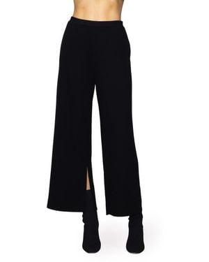 MELLODAY Side Split Wide Leg Knit Pants - Black