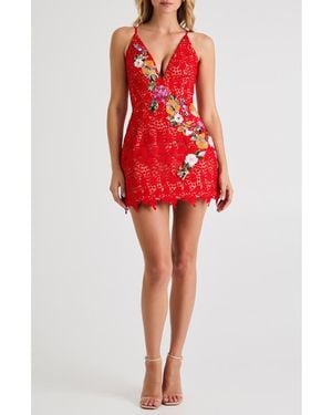 HELSI Chloe Sequin Lace Sleeveless Minidress - Red