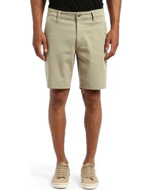 Mavi Noah Stretch Twill Flat Front Chino Shorts - Natural