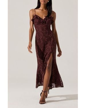 Astr Leonie Lace & Sequin A-Line Dress - Red
