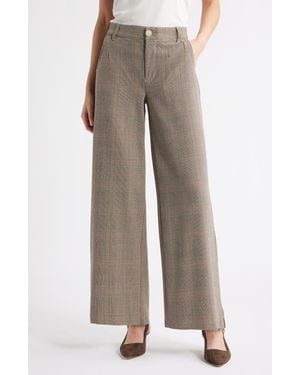 Wit & Wisdom Whitney Skyrise Glen Plaid Pleated Wide Leg Pants - Brown