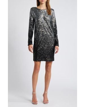 Chelsea28 Long Sleeve Sequin Cocktail Minidress - Black