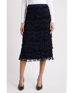 Tahari The Tilda Fringe A-Line Skirt - Blue