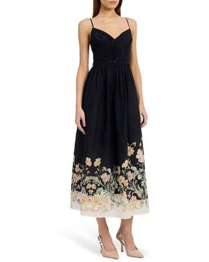 En Saison Iris Belted Floral Print Maxi Dress - Black
