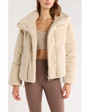 Zella Faux Shearling Puffer Jacket - Natural