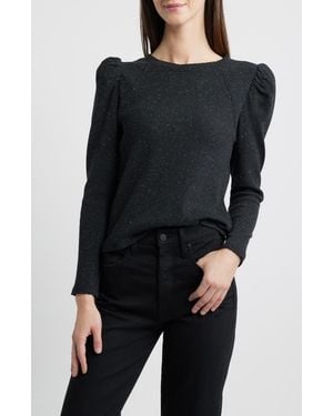 Wit & Wisdom Puff Shoulder Long Sleeve Thermal Top - Black