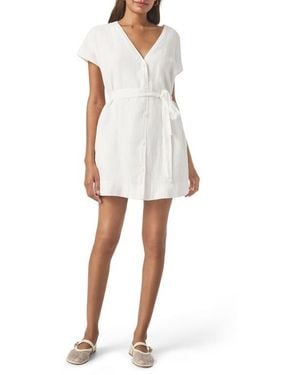 Splendid Melanie Belted Linen Minidress - White