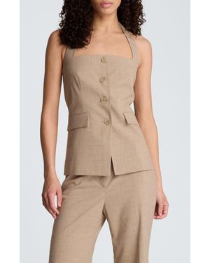 Kenneth Cole Crosshatch Halter Neck Vest - Natural