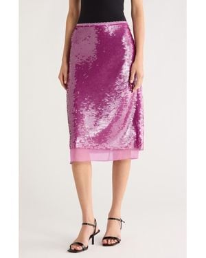 Astr Sequin Midi Skirt - Purple