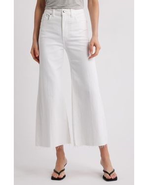 Madewell Raw Hem High Waist Crop Flare Wide Leg Jeans - White