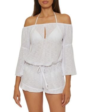 Becca Breezy Basics Off The Shoulder Cover-Up Romper - Gray