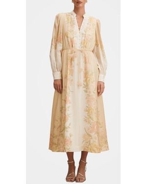 EVER NEW Courtney Placed Floral Long Sleeve Dress - Natural