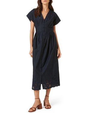 Nobody's Child Levi Embroidered Organic Cotton Midi Dress - Black