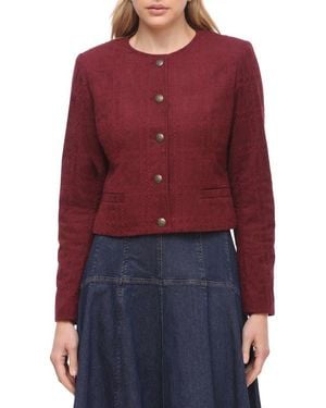 Bagatelle Faux Suede Crop Jacket - Red