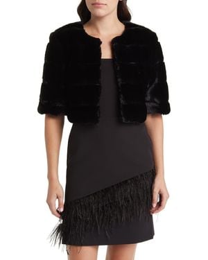 Eliza J Faux Fur Crop Jacket - Black