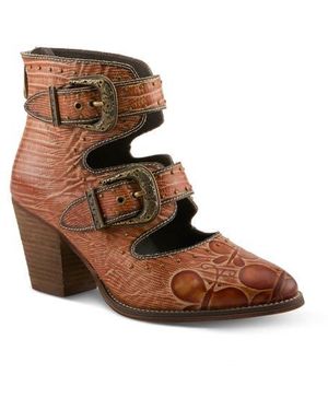 Spring Step Notched Nature Buckled Bootie - Brown