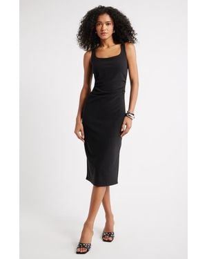 Open Edit Bonded Crepe Midi Dress - Black