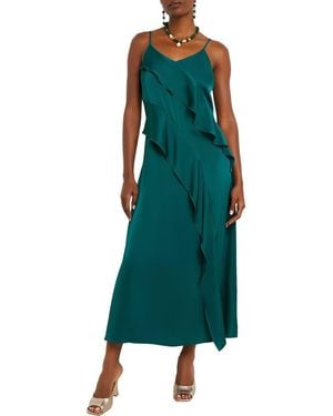 Misook Ruffle Charmeuse Slipdress - Green