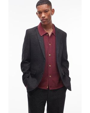 TOPMAN Slim Fit Suit Jacket - Blue