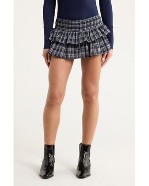 PacSun Plaid Tiered Skort - Blue