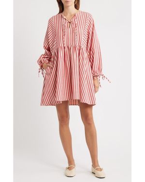 FRNCH Huxley Long Sleeve Babydoll Dress - Pink