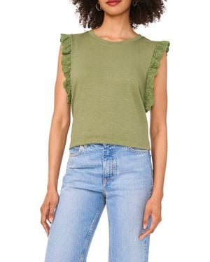 Two By Vince Camuto Ruffle Eyelet Tank Top - Green