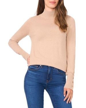Halogen® Button Cuff Turtleneck Sweater - Blue