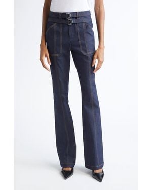Cinq À Sept Kenji Topstitch Detail Bootcut Jeans - Blue