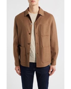 Canali Hand Sewn Wool Blend Overshirt - Blue
